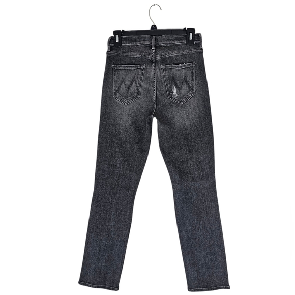 MOTHER Mid Rise Dazzler‎ Ankle Straight Leg Black Distressed Jeans 27 Preowned - Picture 2 of 11